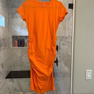 Missive Women's Short Sleeve Ruched Casual Sundress Midi Bodycon T Shirt Dress